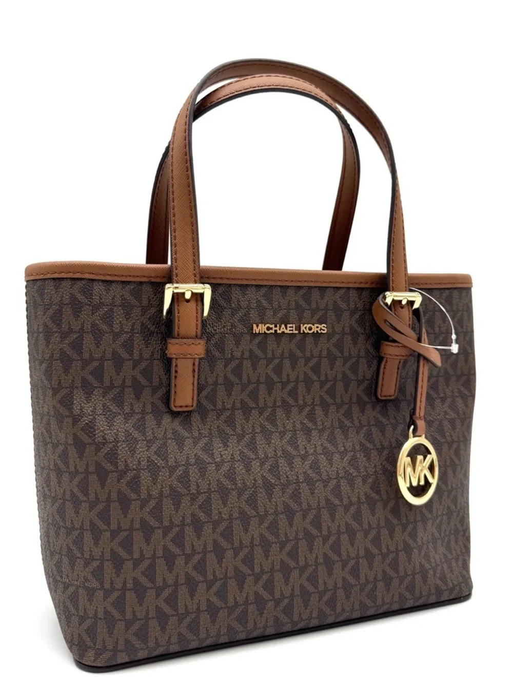 Michael Kors XS Jet Set Travel Convertible TZ Tote Bag Brown Signature